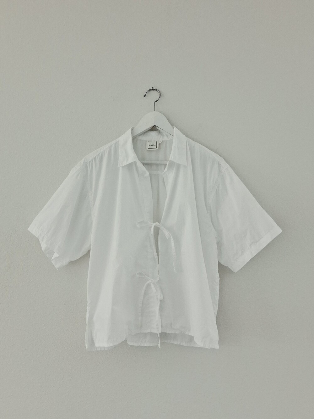 Deiji Studios Tie Up Shirt White Organic Cotton Poplin - Picture 5 of 16
